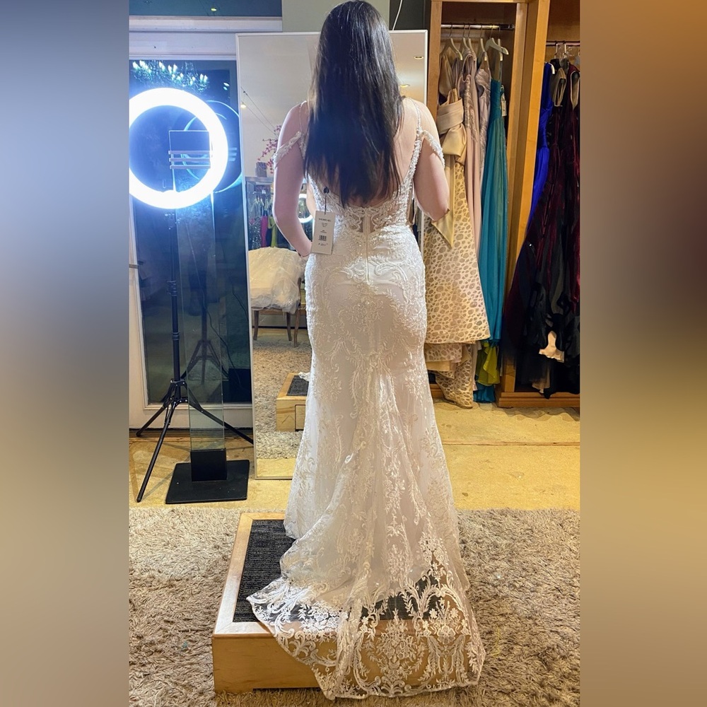 Sherri Hill 54935 Ivory Wedding Dress Sz 4 with Detachable Overskirt NWT - Picture 6 of 14